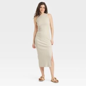 Women's Rib-Knit Maxi Bodycon Dress - Universal Thread size Medium  Taupe NWT